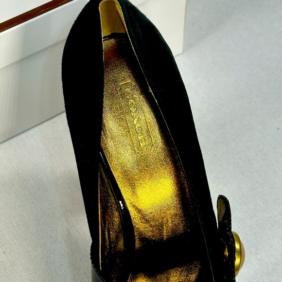 Women’s Coach Davine Platform Black Suede with Gold Heel Size 8 Great Condition! - Picture 5 of 16